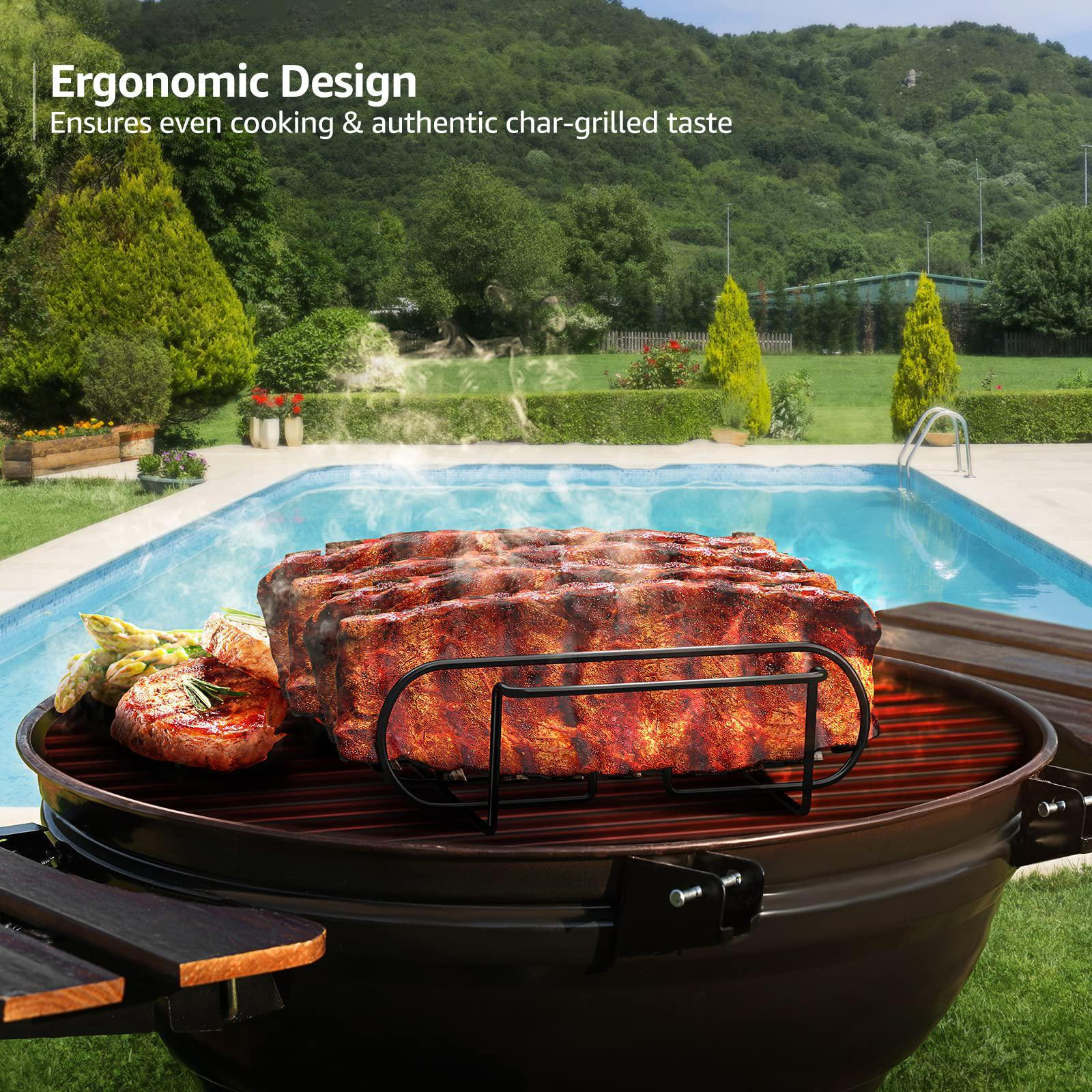 

Аксессуары для гриля барбекю Портативный Универсальный Легко чистить Подставка для жарки Антипригарный для походов Двор чёрный