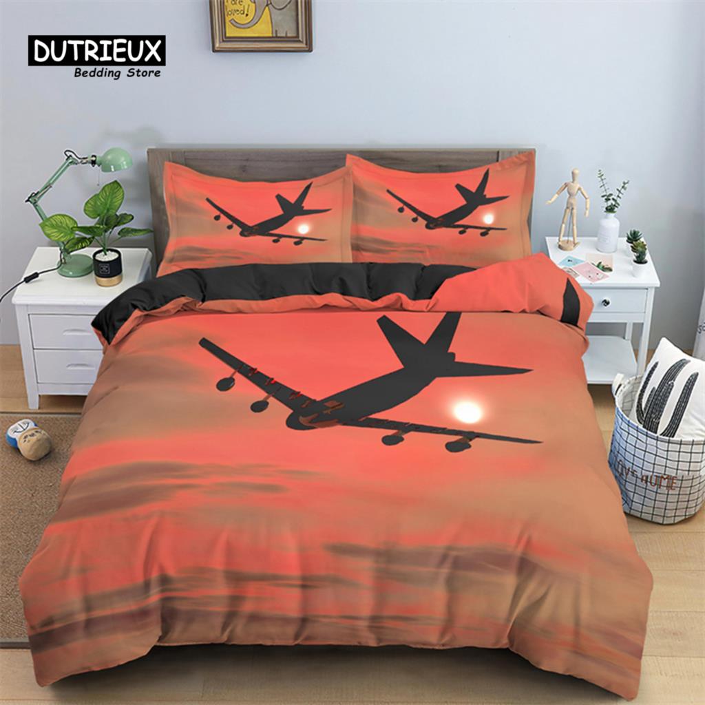 3D Airplane Printed Bedding Set Kids Adults 2/3pcs Duvet Cover With Pillowcase Comforter Bedding Quilt Cover Luxury Bedding Set