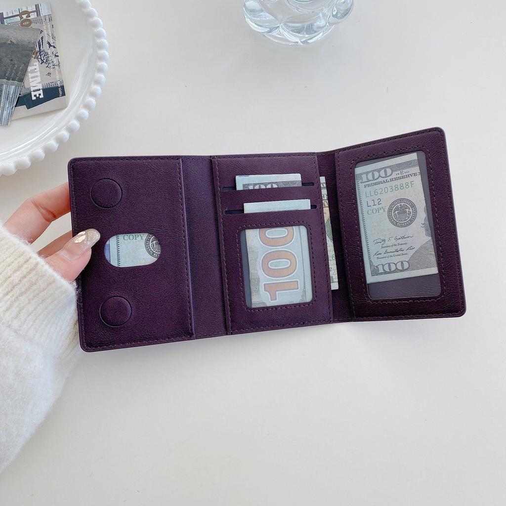 Magnetic folding multi-function card bag for Apple solid color magnetic leather for iPhone folding card bag