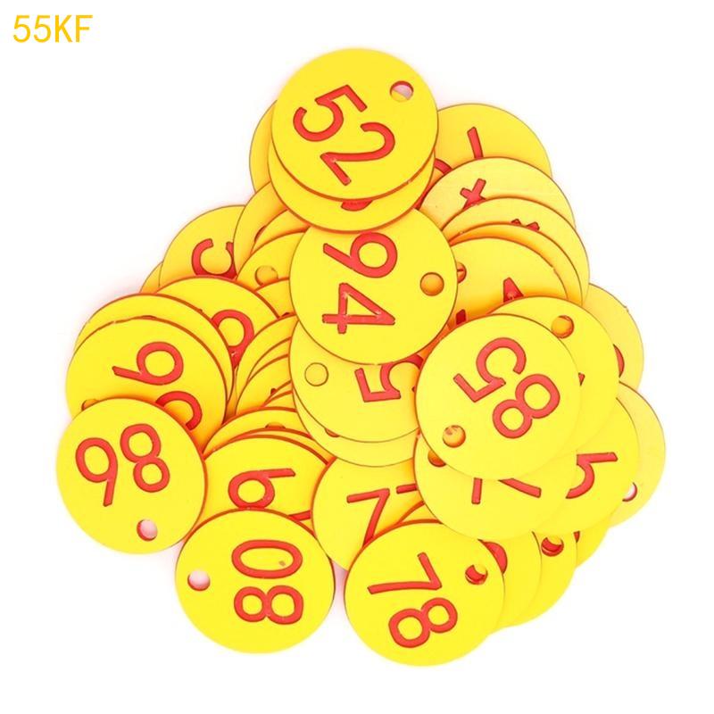 55KF Nummernanhänger 1-100 mit Loch Beschriftungsanhänger für Schlüssel von Wohnheimschränken