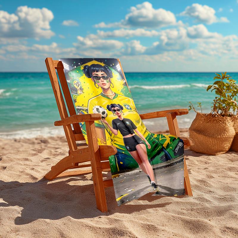 1 Stück Fußball Kunst Street Fashion Cartoon Schnelltrocknend Mikrofaser Badetuch zum Schwimmen Surfen Camping Unisex Urlaub. SJT7201160