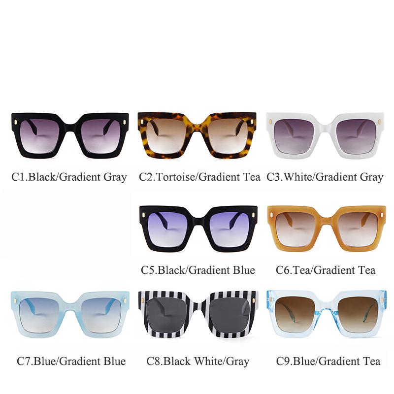Fashion Rivet Oversize Blue Square Sunglasses Women Men Luxury Brans Designer Retro Tortoiseshell Large Frame Sun Glasses S2151J