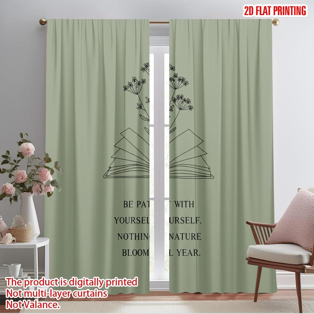 

2pcs 2D flat printing Party Window Curtains Nature Blooms Patience Book Polyester Without Electricity Festive Curtains Perfect 52.50×116.00 CM 2pcs