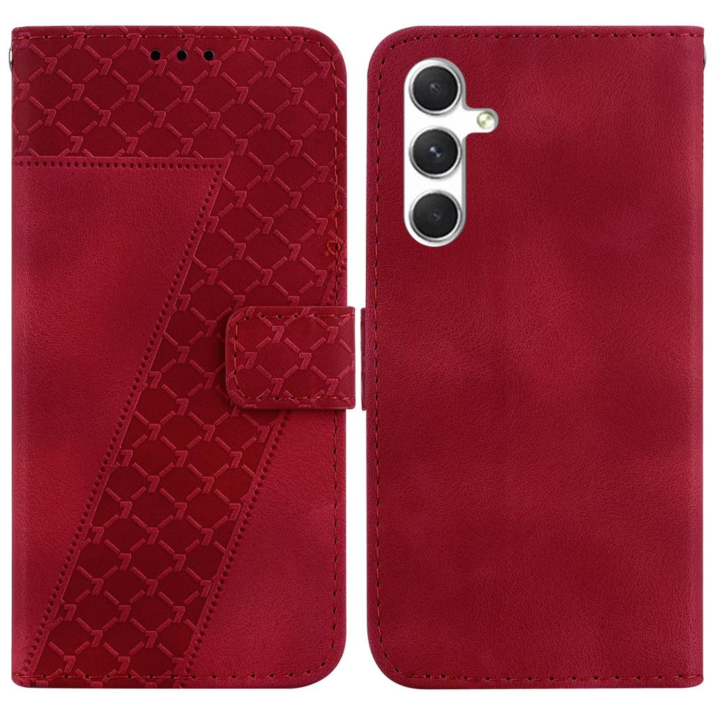 For Samsung Galaxy S25+ Stand Case 7-Shaped Pattern Imprint Leather Phone Cover