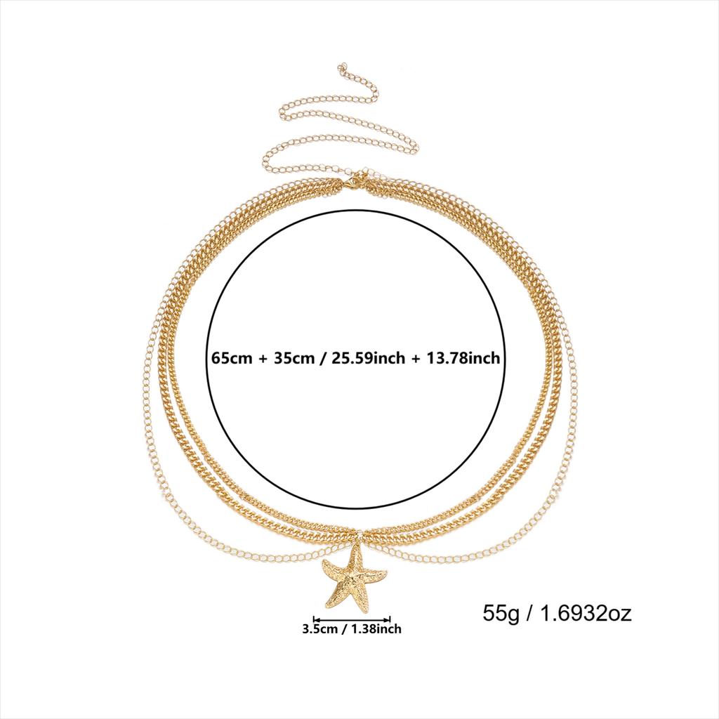 Fashion Sexy Beach Gold Color Metal Starfish Waist Chain for Women Multi-layer Summer Beach Body Chain Jewelry Accessories