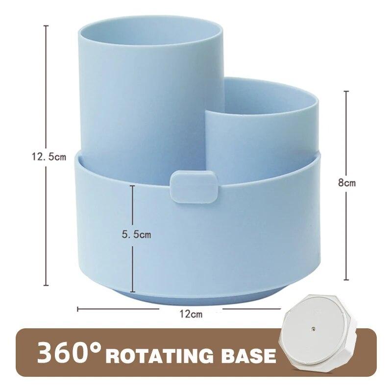 Cosmetic Organizer Box 360 Degree Rotating Makeup Brush Case Holder Lipstick Holder Eyebrow Pencil Storage Tube