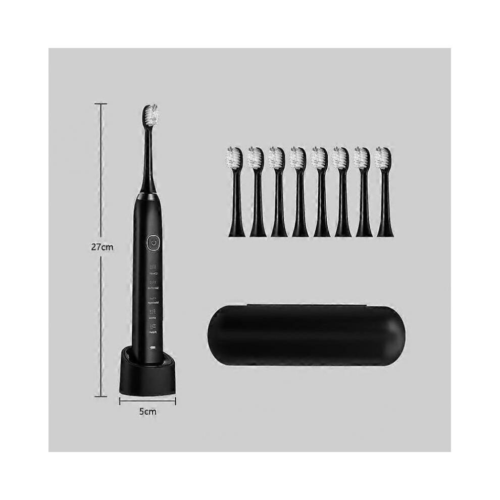 (White) Sarmocare S100 IPX7 Waterproof Portable Sonic Electric Toothbrush with 8-brush Heads