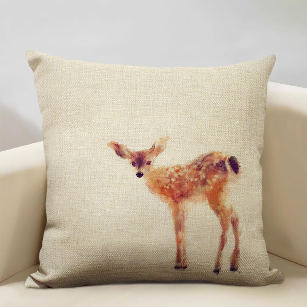 Animal Portrait Bear Lion Tiger Deer Cushion Cover Home Decoration Linen Pillow Cover 45x45cm Sofa Pillow Case Children's Gift