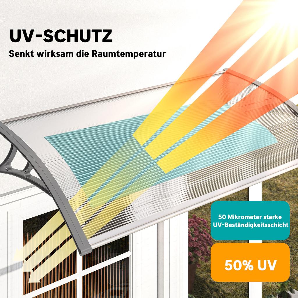 Front Door Canopy, Outdoor Awning, Rain Shelter, 110 X 60cm, Grey