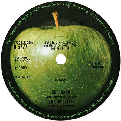 Disque 7 pouces BEATLES BILLY PRESTON Get Back Dont Let Me Down R5777 APPLE 1969 UK Rock Occasion