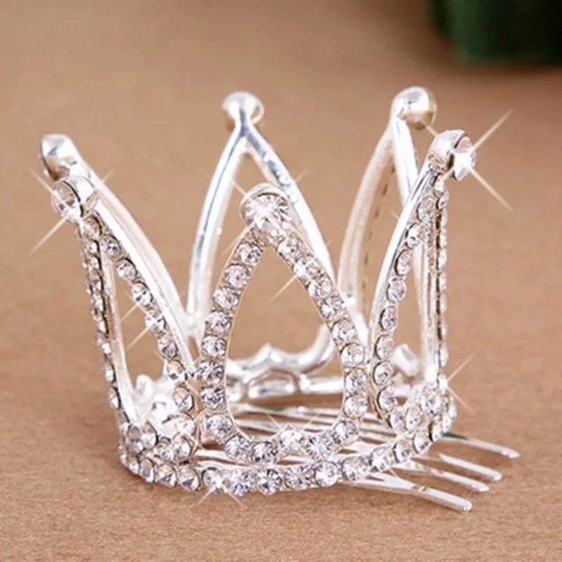 Kids Girls Glitter Crystal Rhinestone Twinkle Princess Crown Tiara Flower Girl Wedding Birthday Prom Hair Accessories Wholesale
