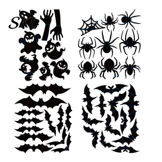 Removable Wall Art for Renters Halloween 3D Stickers, Self-adhesive Peel And Stick PVC Waterproof Easy to Clean Murals Ghost/Bat/Spider Decals
