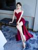 White Formal Pleated Waist-Cinching Dress with Slimming Split Strap Design