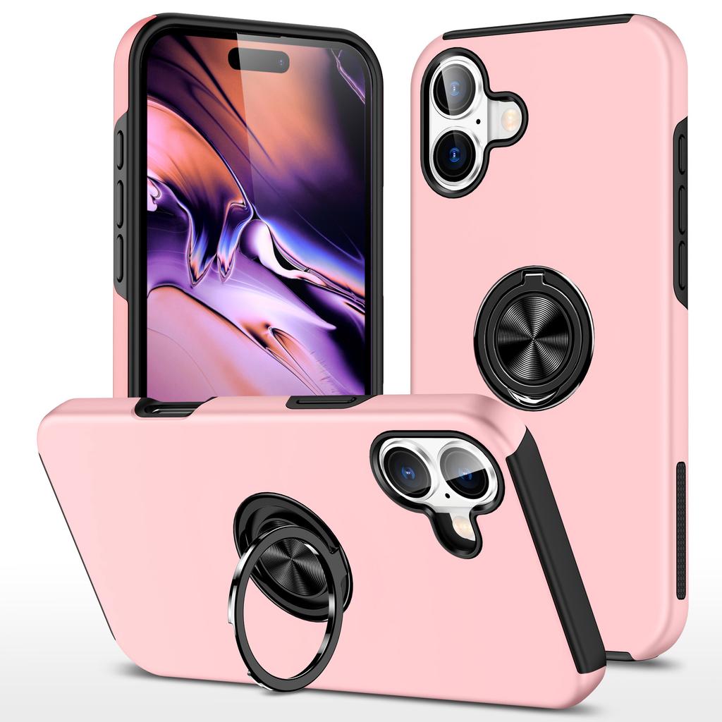 For iPhone 17 Case PC + TPU Phone Cover with Rotatable Ring Holder