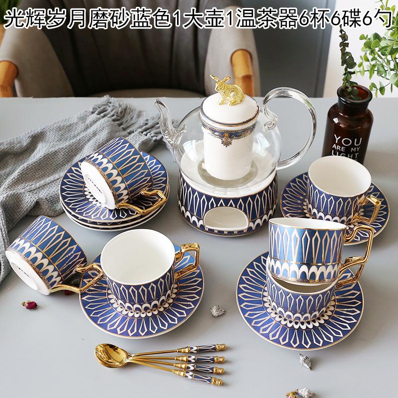 Ceramic Afternoon Tea Flower And Fruit Teacup Tea Set Household Flower Teapot Set Fruit Glass Pot With Filter Candle Heating