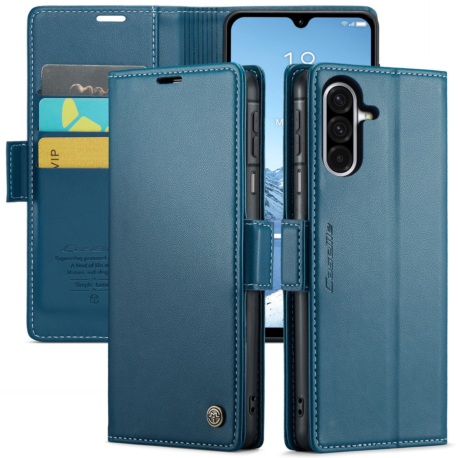 

Кожаный чехол для Samsung Galaxy A26 5G CASEME 023 с RFID-блокировкой, 3 слота для карт, мобильная обложка Blue