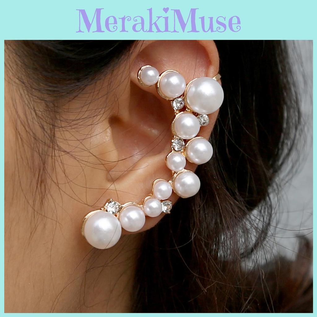 Stylish Simulation Pearl Earring With Sparkling Rhinestones For Fashion Women