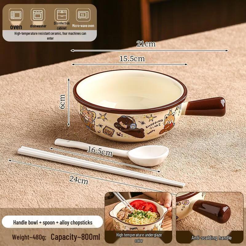 

HANDUNYOU Cartoon Bear Divided Breakfast Plate Set