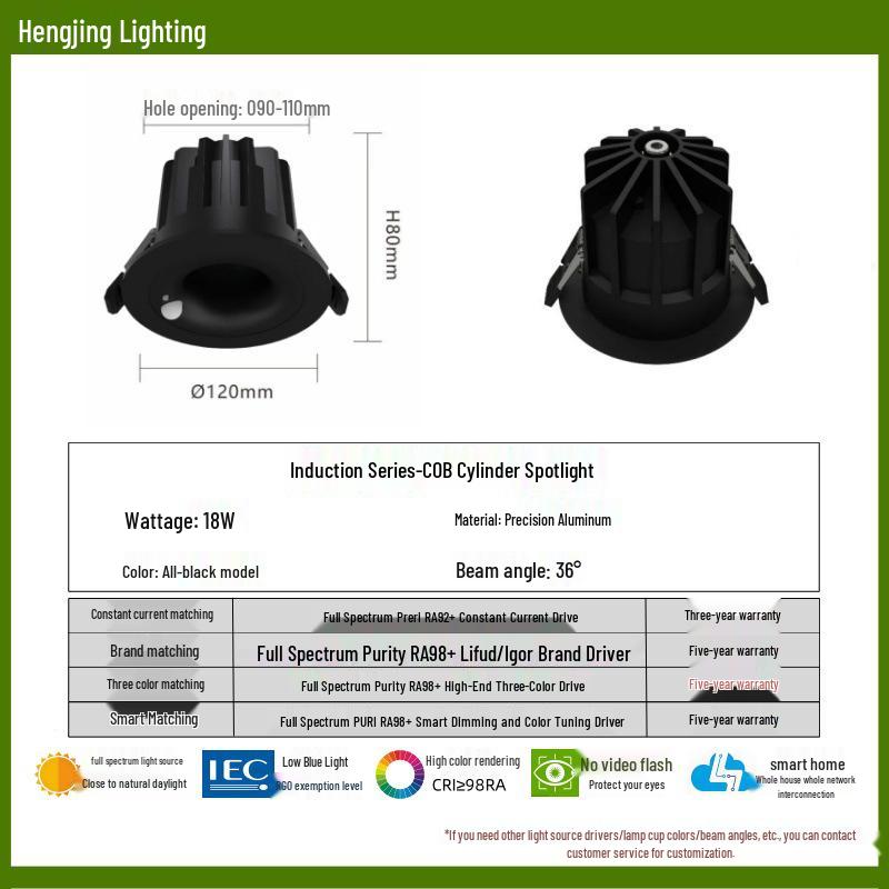Full-Spectrum Anti-Glare Human Sensor Downlight for Home and Hotel Corridors