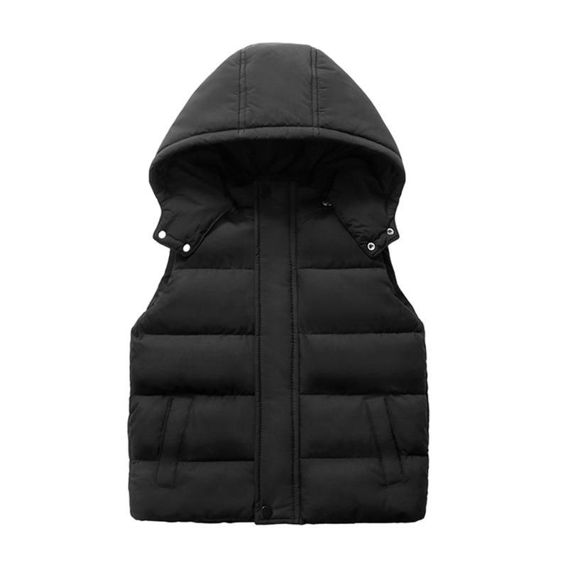 3-10 Years Kids Winter Warm Hooded Vest Sleeveless Zipper Coat