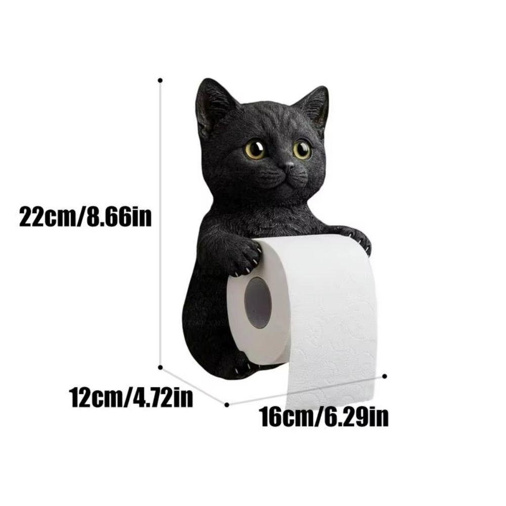 Simple Installation Cat Toilet Paper Holder 3D Cat Shape Hanging Paper Towel Stand  RV Travel