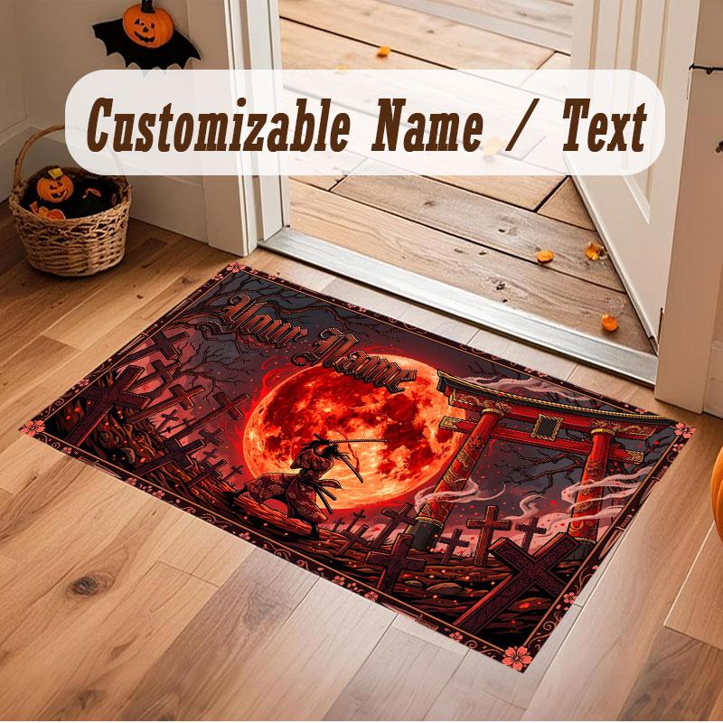 Space Cosmic Theme Crystal Velvet Floor Rug Personalized Custom Name Text Warm Carpet Home Decoration