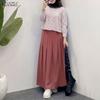 ZANZEA Women Long Sleeve Stripe Blouse and Long Skirts Casual Two Piece Suit Sets
