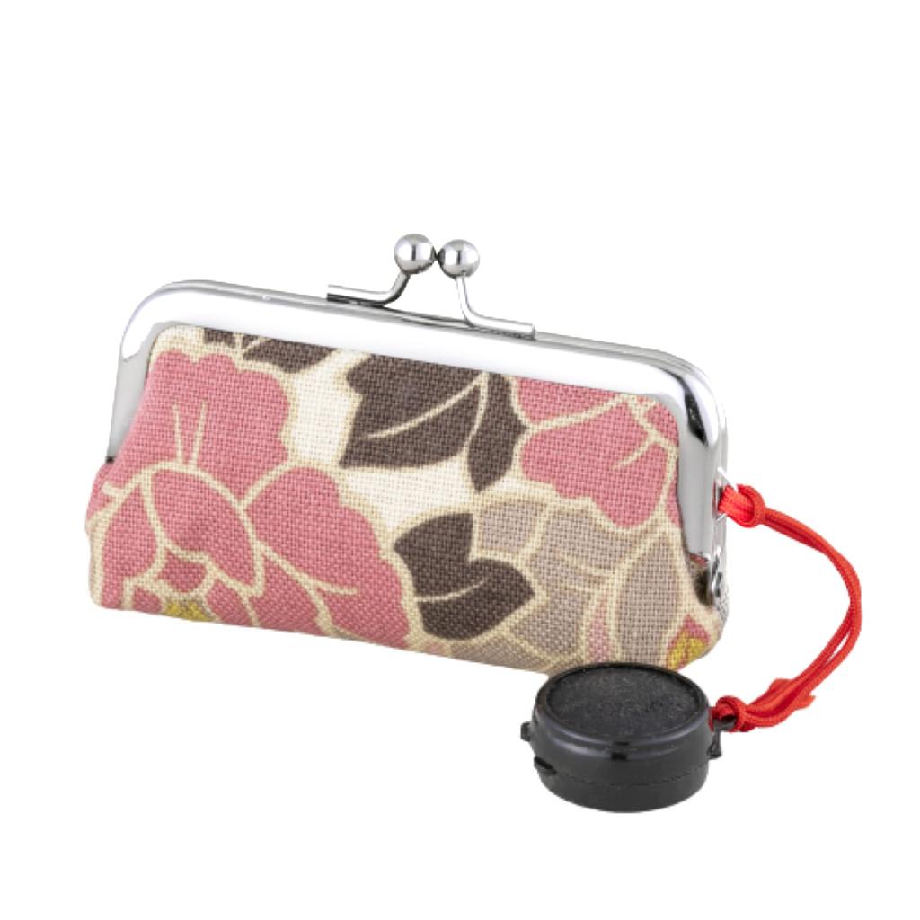 Noren Seal Case with Ink Pad and Clasp 8 x x 2cm Holds 2 Made in Japan Official Seal Stamp Lipstick Shachihata Case (Retro Flower/Pink Beige) / 5.5cm