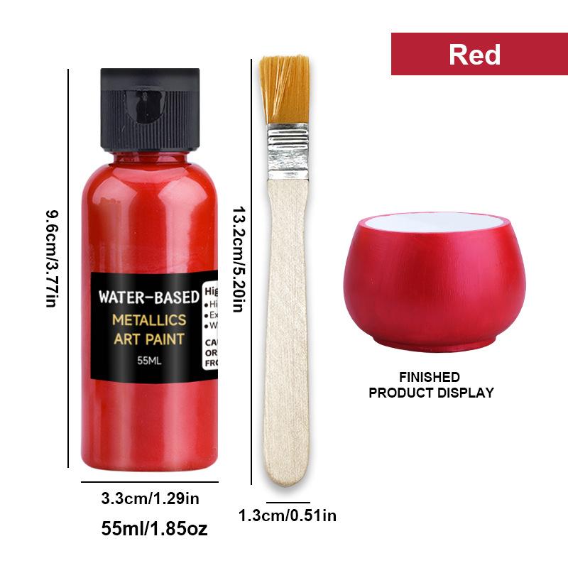 12-Color Water-Based Metallic Paint 55ml Rustproof Fade-Resistant Pigment for DIY Crafts Metal Surfaces
