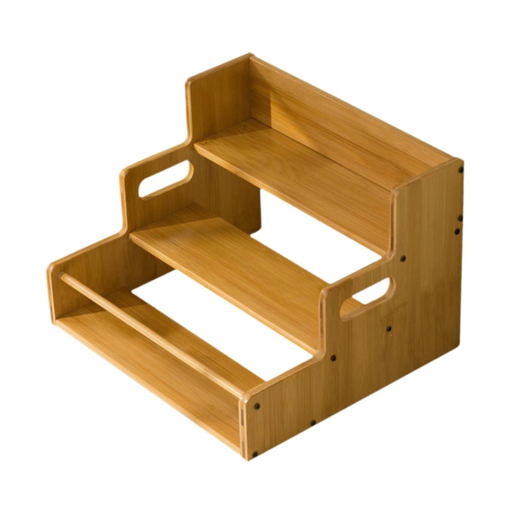 Bamboo Display Stand Versatile Rustic Sturdy Desktop Cosmetic Holder Coffee Cup Rack for Bedroom