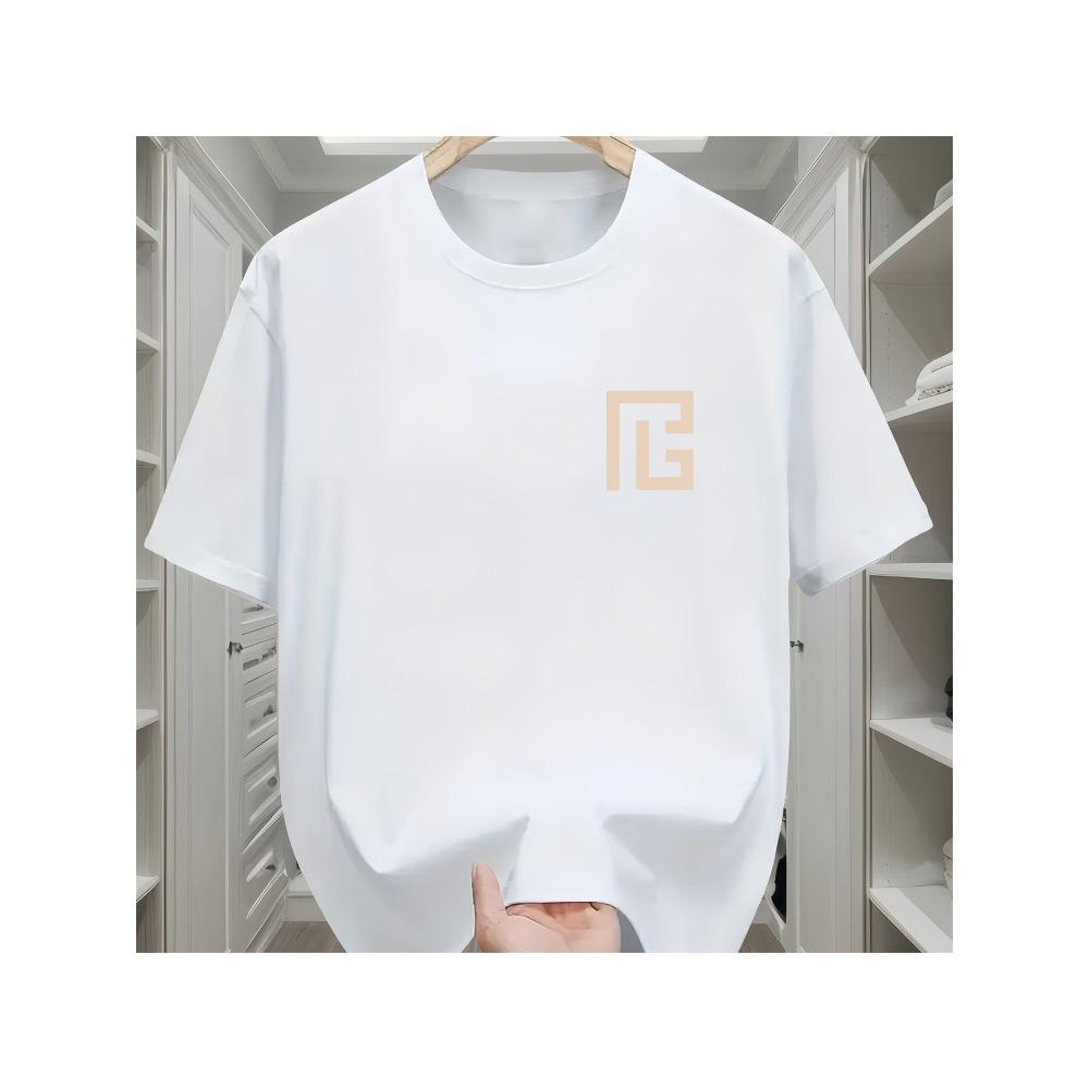 Cotton Fashion Casual Sports Loose Geometric Pattern Print Short Sleeve T-shirt Tops Simple Round Neck Vintage T-shirt Tops