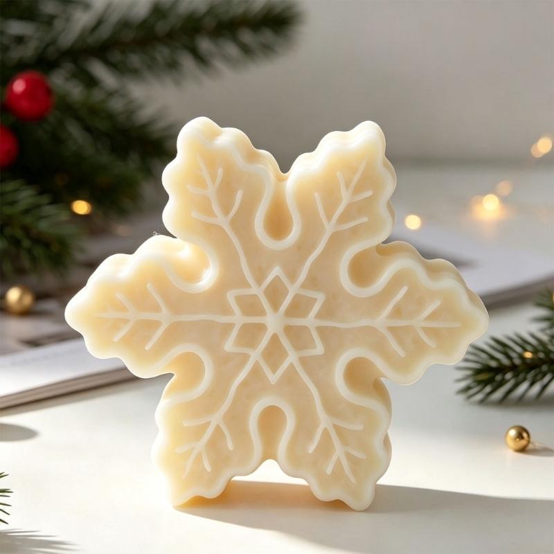Christmas Candle Making Tool 3D Snowflake Silicone Casting Tool for Handmade Candle Holiday Decoration Resin Casting Projects