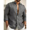 Cotton and Linen Solid Color Men's Shirt, Youth Casual Clothes