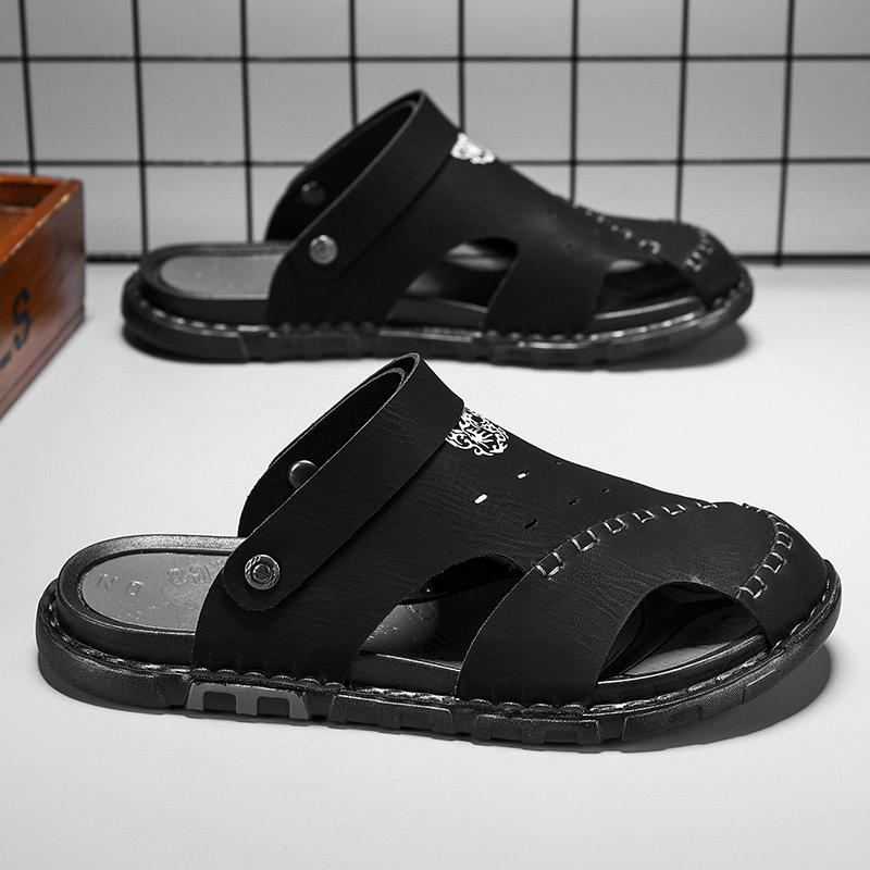 

Модные резиновые шлепанцы для мужчин, пляжные сандалии с отверстиями, мужские плоские повседневные, взрослые, 2025, модные, удобные, элегантные, летние, распродажа обуви 38 чёрный