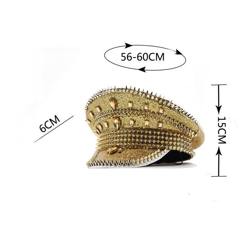 Damen Herren Party Paillettenhut Kapitänsmütze Militär Festival Glitzer Strass