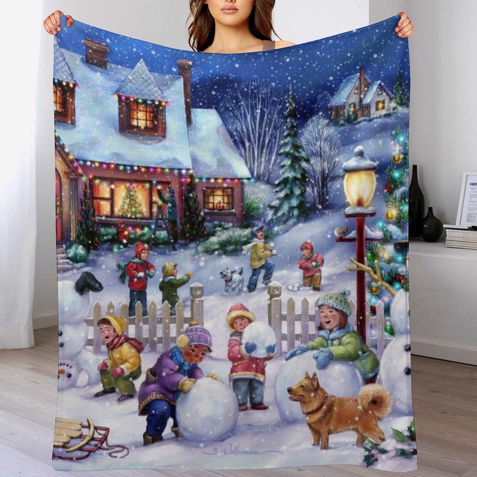 Christmas Snow Day Throw Blanket Cozy Microfiber Throw Blanket for Home Bedroom 102x76cm(40x30in)