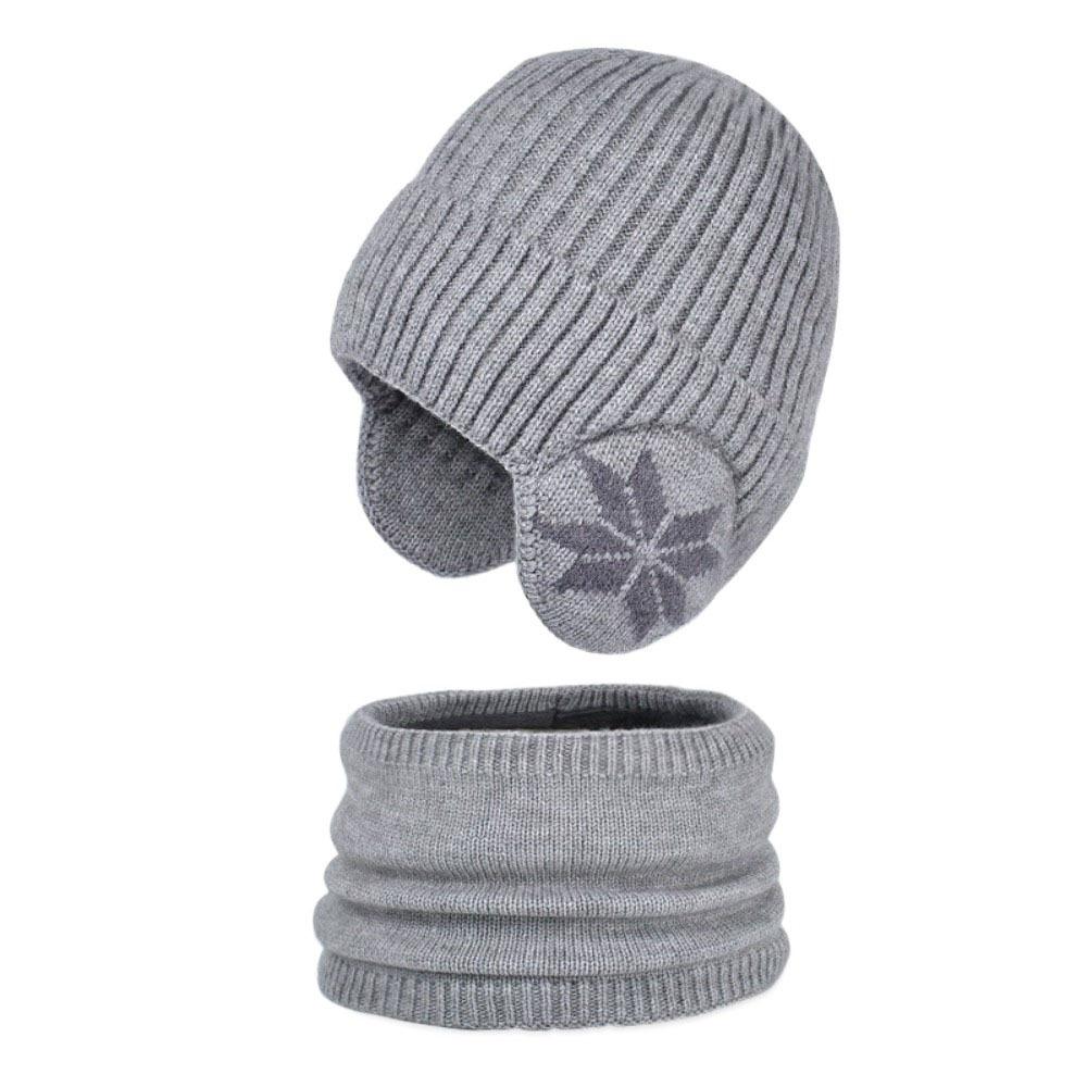 2pcs Coldproof Children Knitted Beanie Solid Color Pullover Hat Fashion Scarf Hat Set  Winter