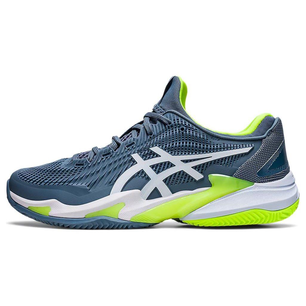 Asics Court FF 3 Clay Steel Blue Lime Men Sneakers White 1041A371-400 42.5