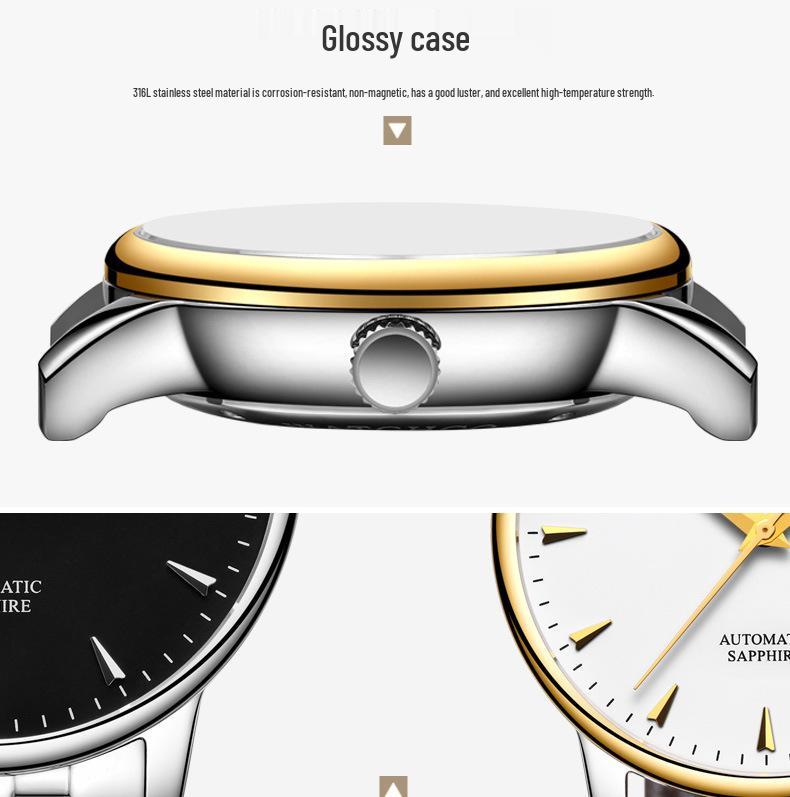 Montre Mécanique Suisse Haut de Gamme pour Homme avec Bracelet en Acier, Double Date, Conception Étanche - Nouveau Style Business Authentique