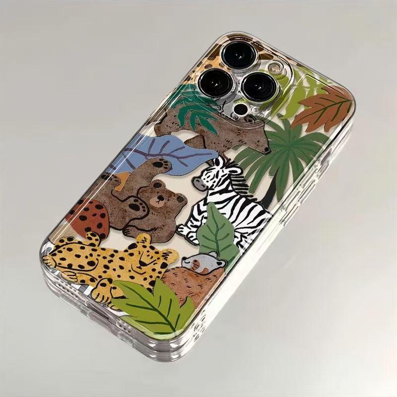 

Чехол для телефона с изображением животных тропического леса Apple iPhone16ProMax - мягкий силиконовый противоударный креативный полный чехол для iPhone 16/15/14/13/12/11/Pro/Plus/ProMax iPhone 16