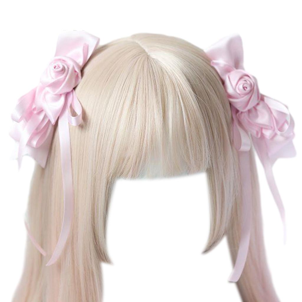 1pair Bowknot Shape Hairpins Hot Girls Rose Ribbon&Bowknot Hair Clip Makeup Hair Clip for Woman Ponytail Hair Clip