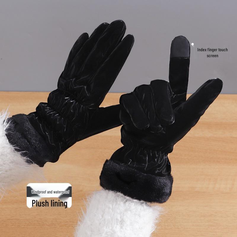 2025 Damen Winter Touchscreen Fahrradhandschuhe - Warm, Winddicht, Samtgefüttert zum Radfahren und für Elektroautos