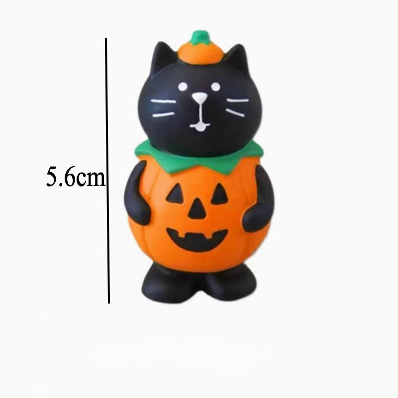 Cute Cat Halloween Concert Miniatures Funny Ghost Figurines Kawaii Shiba Vampire Magic Pumpkin Miniatures DIY Home Decoration