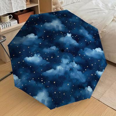 1pc Night Sky Stars Pattern Umbrella Design Automatic Opening and Closing Umbrella, High-quality Travel Umbrella, Lightweight and Portable, -91