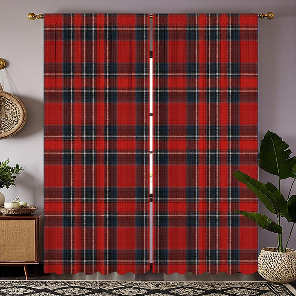 

Piece Set High Definition Digital Printed Curtainred Black White Plaid Style Curtain Fabric Home Decoration Made Of Polyester With Rod Pocket W100*H70(CM)-Rod Pocket&1PCS