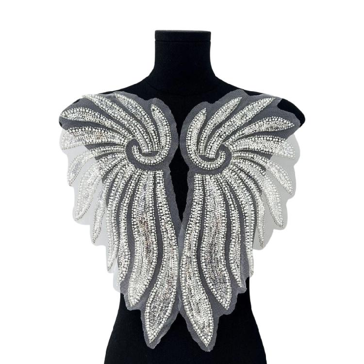 Luxury Sewing Bridal Dress Applique With Delicate Beadwork And Glittering Embellishments Applique Trim