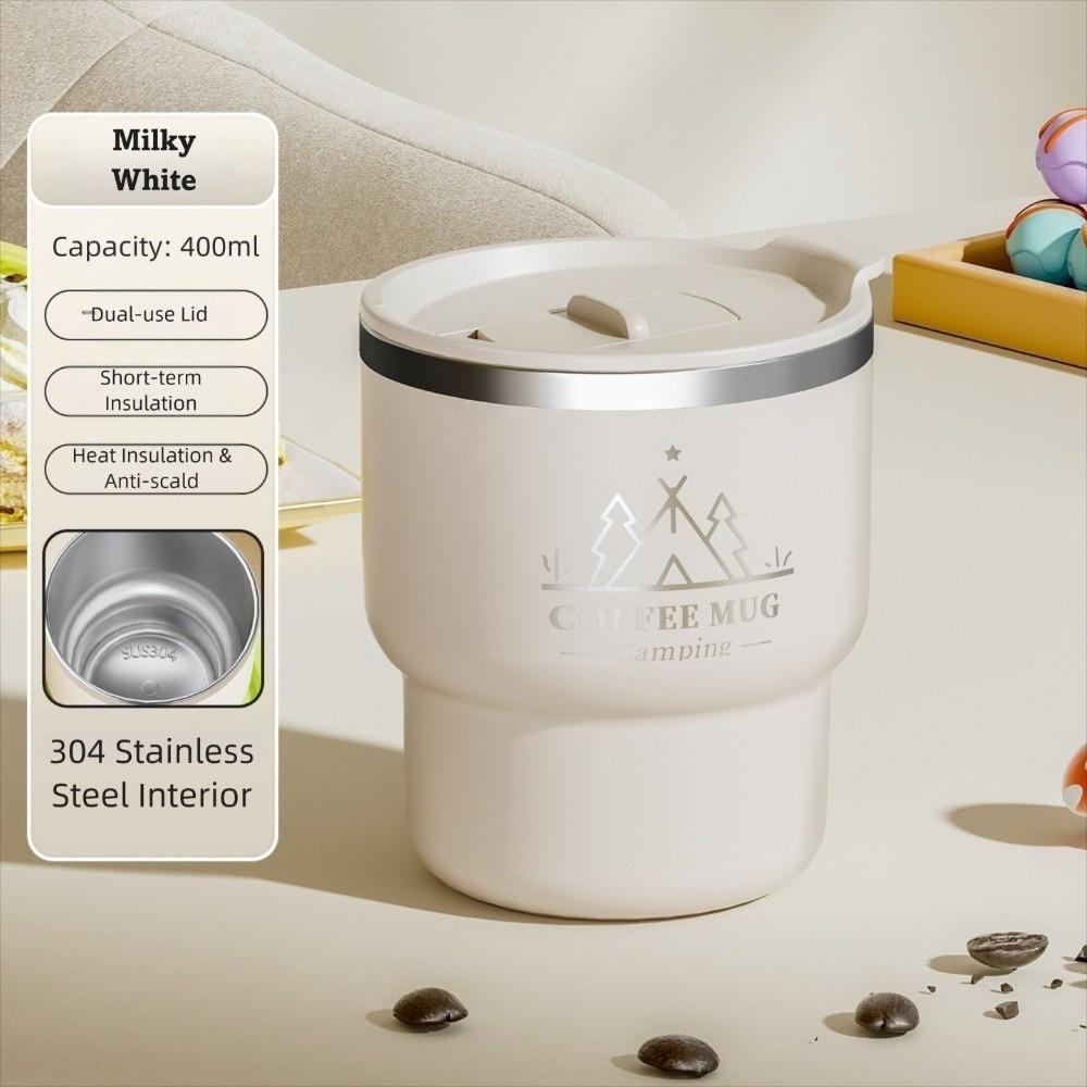 400ML Capacity Thermal Cup 304 Stainless Steel Double Layer Sealed Tumbler Sealed Lid Leak Proof Insulated Water Cup
