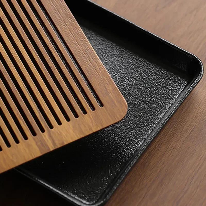 Traditional Ceramics Round Tea Tray Water Storage Household Trays Decorative Bamboo Tea Board Chinese Tea Set Accessories