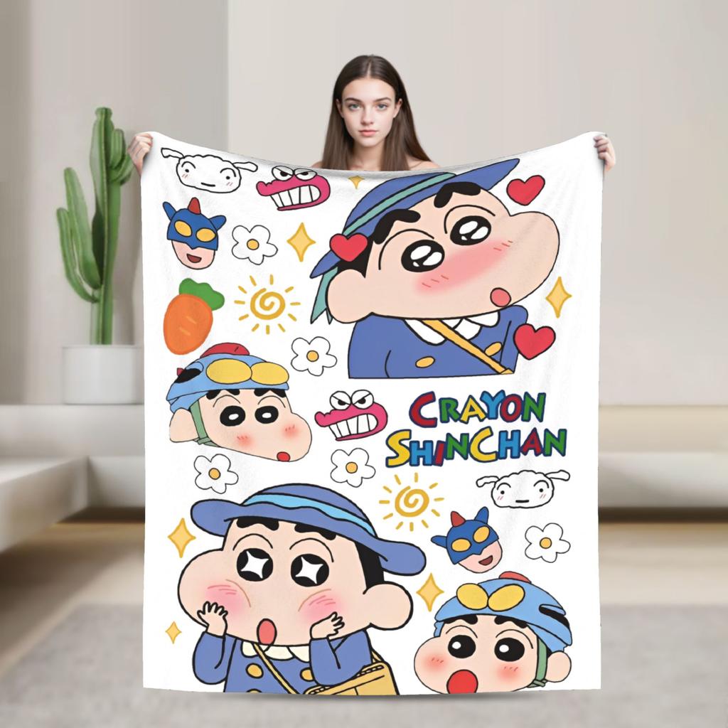 Crayon Shin chan Cartoon Decke Flanell Frühling Herbst Multifunktion Super Weich Überwurfdecken für Sofa Auto Bettwäsche Überwürfe