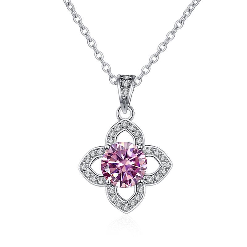 Bague Ringen 1ct VVS D Color Moissanite Pendant Necklace Women's 925 Sterling Silver Lucky Clavicle Chain Valentine's Day Gift
